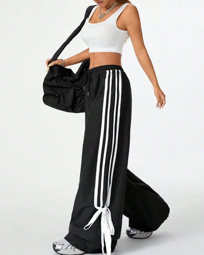 TRENDY COLORBLOCK HIGH-WAIST WIDE-LEG PANTS