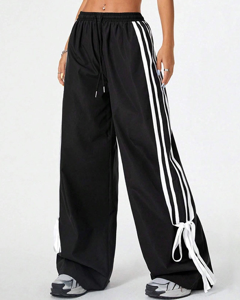 TRENDY COLORBLOCK HIGH-WAIST WIDE-LEG PANTS
