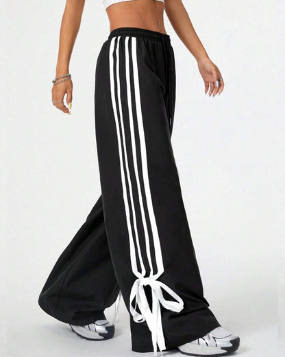 TRENDY COLORBLOCK HIGH-WAIST WIDE-LEG PANTS