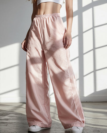 TRENDY DRAWSTRING SIDE CASUAL ELASTIC WAIST PANTS