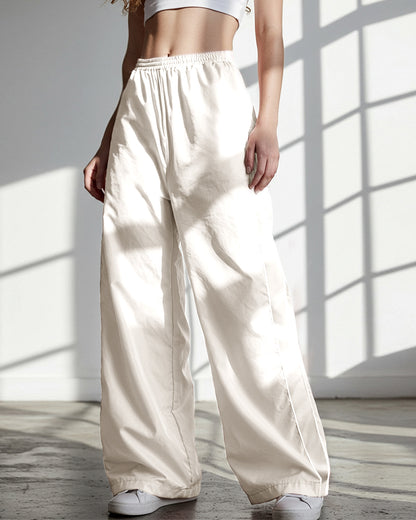 TRENDY DRAWSTRING SIDE CASUAL ELASTIC WAIST PANTS