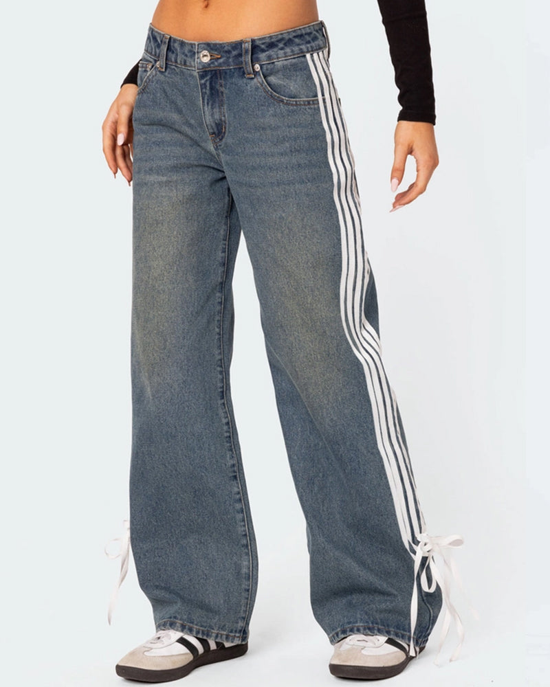 WIDE-LEG STRAIGHT LEG JEANS WITH SIDE STRETCH