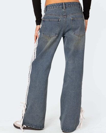 WIDE-LEG STRAIGHT LEG JEANS WITH SIDE STRETCH