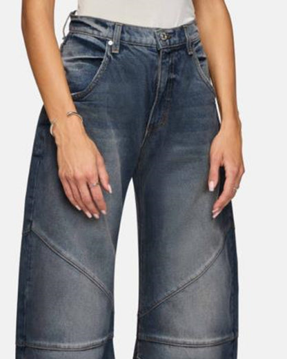 FASHION RECEIVE PLEATED WASH STRAIGHT LEG JEANS
