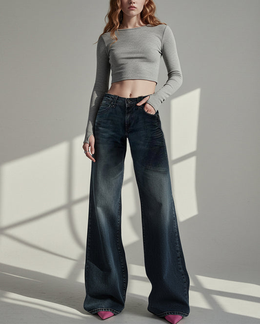 CASUAL SLIMMING LOW-RISE BAGGY JEANS