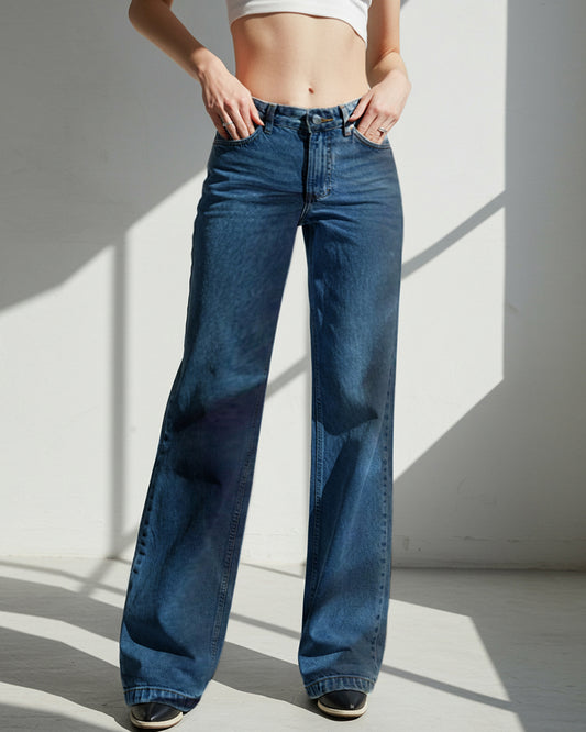 STYLISH RETRO STRAIGHT-LEG BAGGY DENIM PANTS