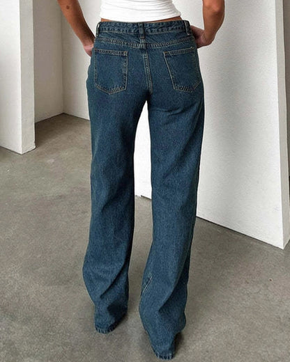 STYLISH RETRO STRAIGHT-LEG BAGGY DENIM PANTS