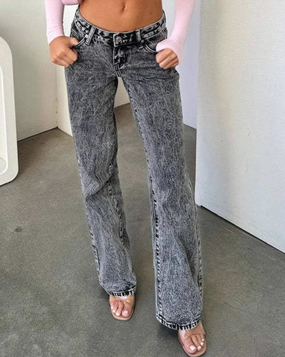 STYLISH RETRO STRAIGHT-LEG BAGGY DENIM PANTS