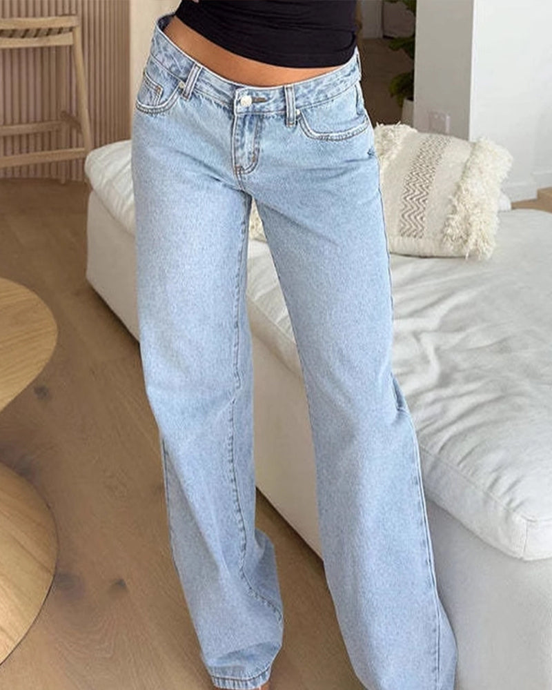 STYLISH RETRO STRAIGHT-LEG BAGGY DENIM PANTS
