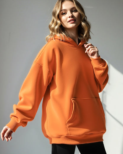 BASIC HOODED JUMPER LOOSE SOLID COLOR HOODIE