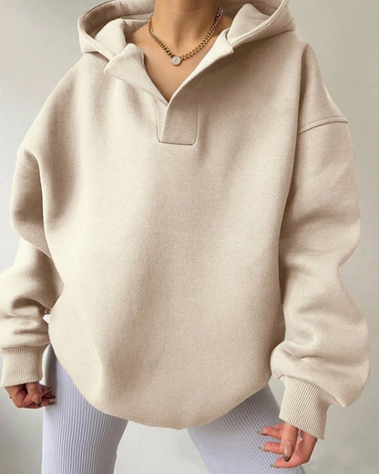 LOOSE FASHION SIMPLE SOLID COLOR LOOSE SPORTS HOODIE