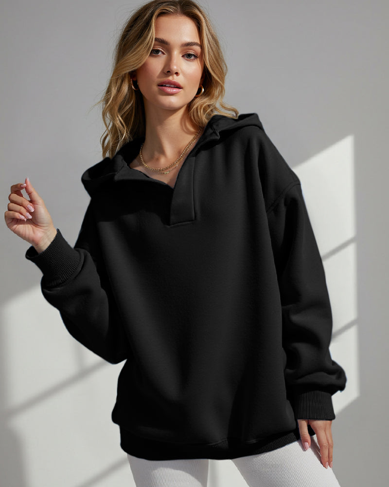 LOOSE FASHION SIMPLE SOLID COLOR LOOSE SPORTS HOODIE