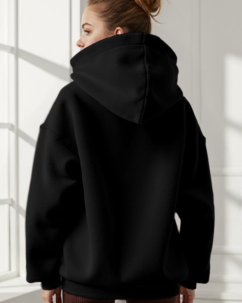 LOOSE FASHION SIMPLE SOLID COLOR LOOSE SPORTS HOODIE