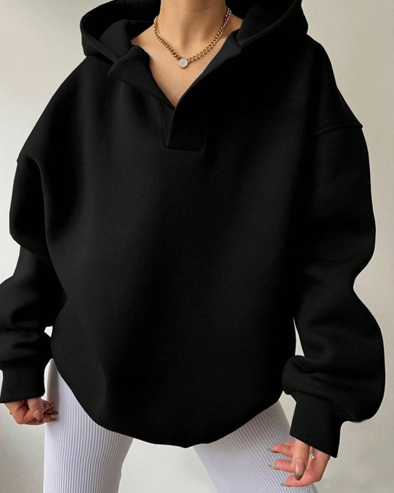 LOOSE FASHION SIMPLE SOLID COLOR LOOSE SPORTS HOODIE