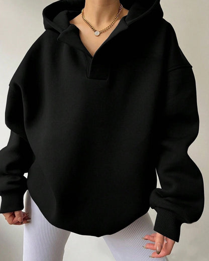 LOOSE FASHION SIMPLE SOLID COLOR LOOSE SPORTS HOODIE