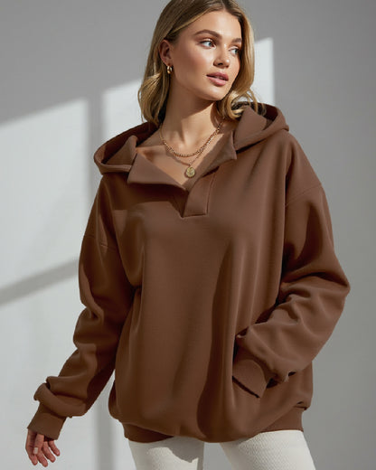 LOOSE FASHION SIMPLE SOLID COLOR LOOSE SPORTS HOODIE