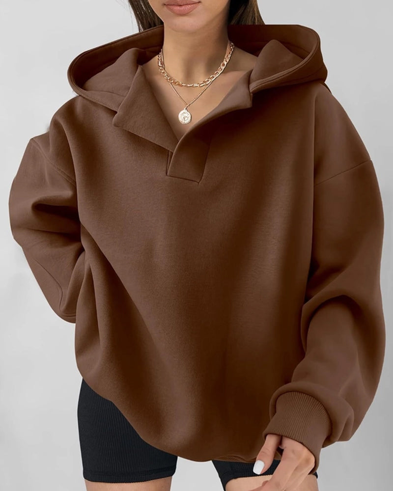 LOOSE FASHION SIMPLE SOLID COLOR LOOSE SPORTS HOODIE