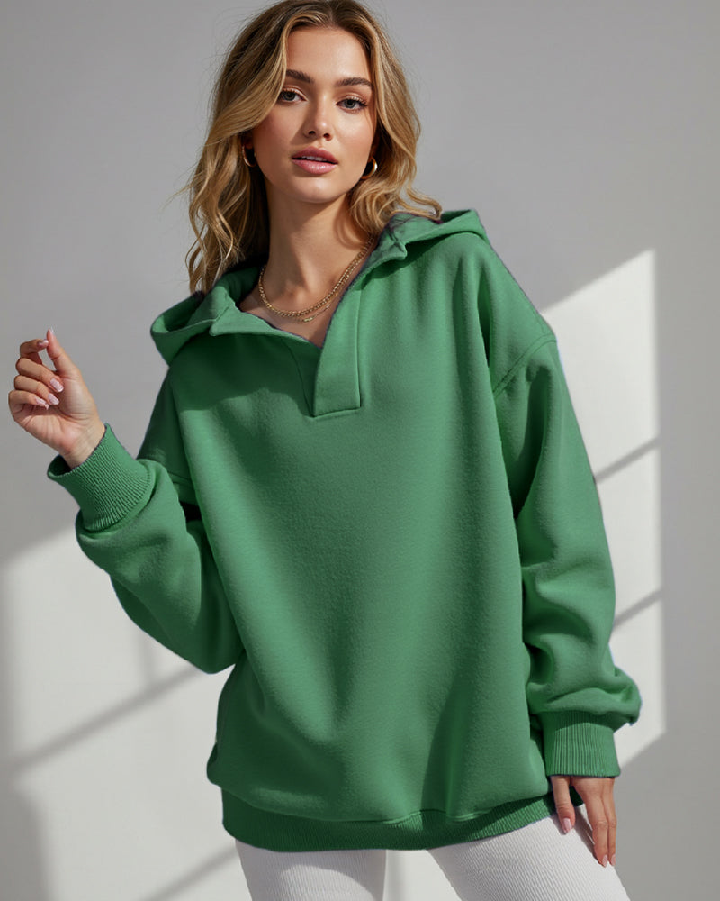 LOOSE FASHION SIMPLE SOLID COLOR LOOSE SPORTS HOODIE