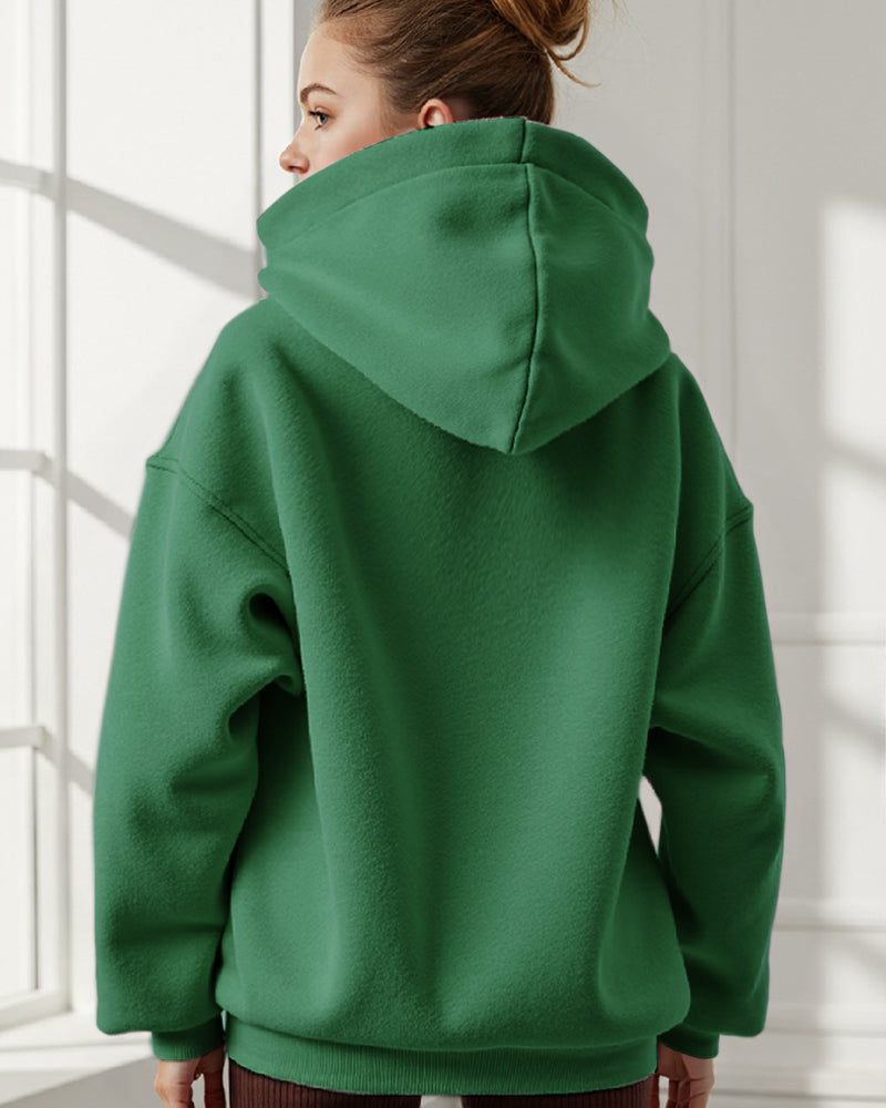 LOOSE FASHION SIMPLE SOLID COLOR LOOSE SPORTS HOODIE