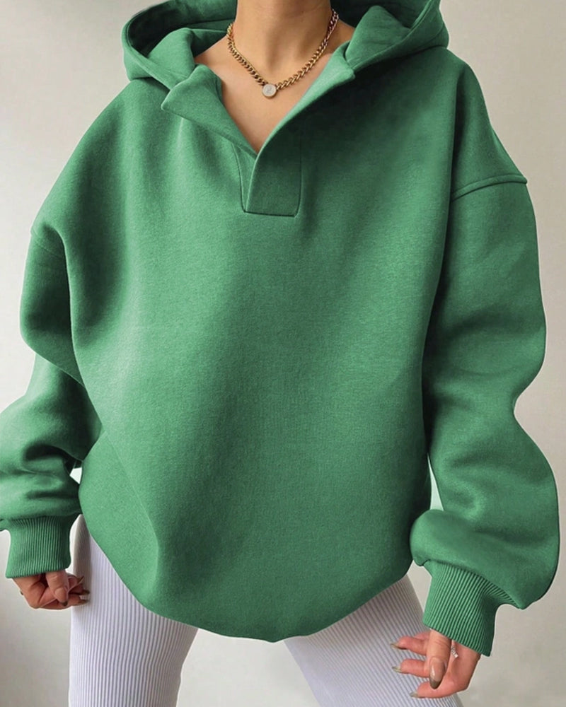 LOOSE FASHION SIMPLE SOLID COLOR LOOSE SPORTS HOODIE