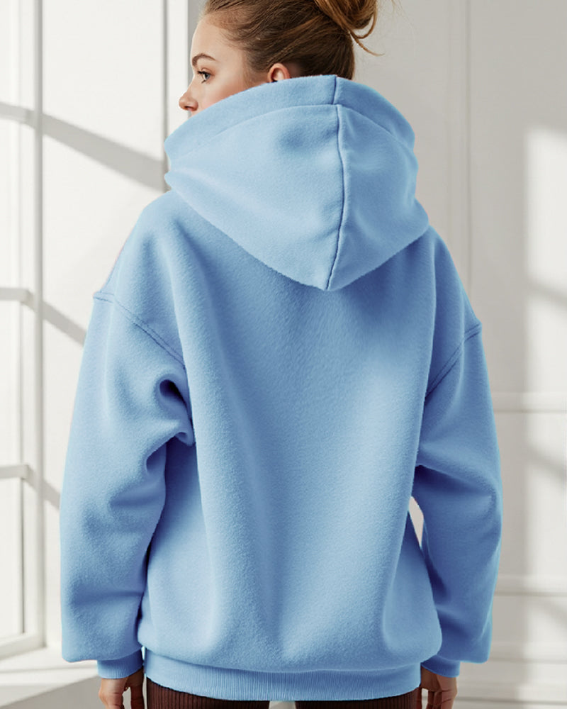 LOOSE FASHION SIMPLE SOLID COLOR LOOSE SPORTS HOODIE