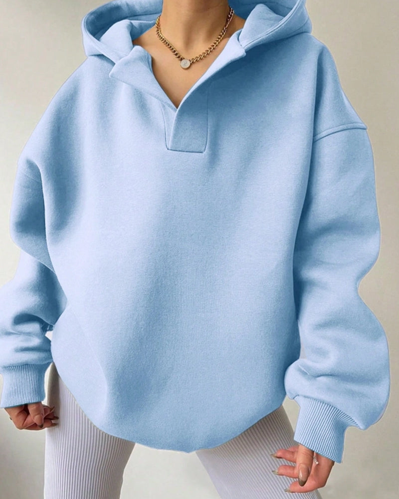 LOOSE FASHION SIMPLE SOLID COLOR LOOSE SPORTS HOODIE