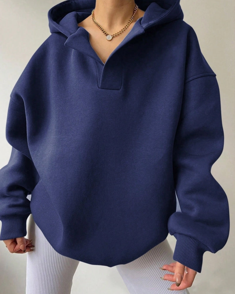 LOOSE FASHION SIMPLE SOLID COLOR LOOSE SPORTS HOODIE