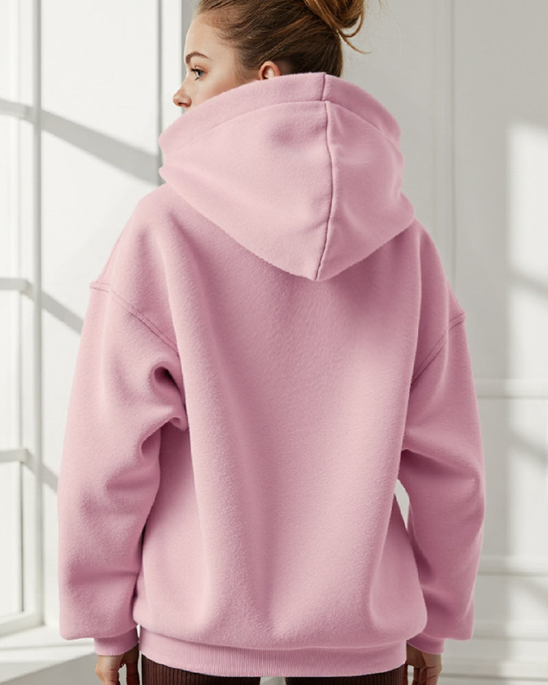LOOSE FASHION SIMPLE SOLID COLOR LOOSE SPORTS HOODIE