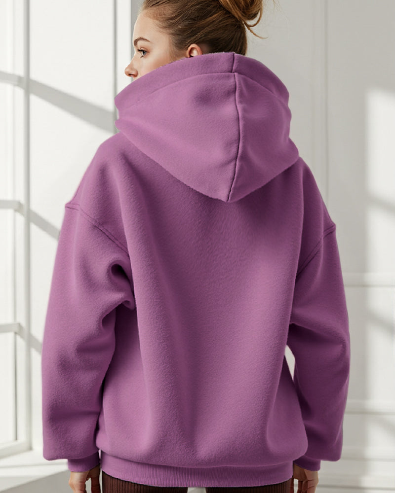 LOOSE FASHION SIMPLE SOLID COLOR LOOSE SPORTS HOODIE