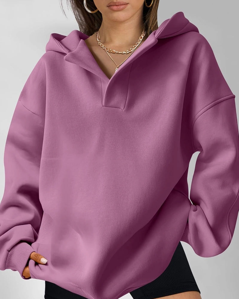 LOOSE FASHION SIMPLE SOLID COLOR LOOSE SPORTS HOODIE