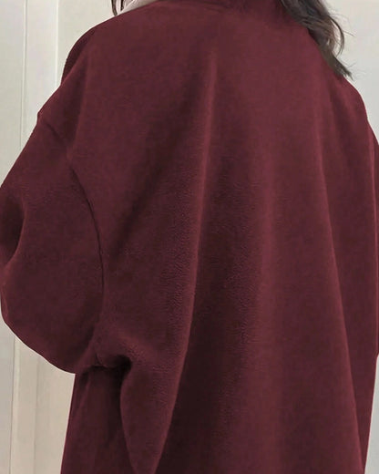 LAPEL THICK SOLID COLOR EXTRA LONG SLEEVE HOODIE