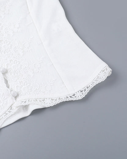 LACE-TRIM V-NECK BUTTONED SEXY CAMI TOP