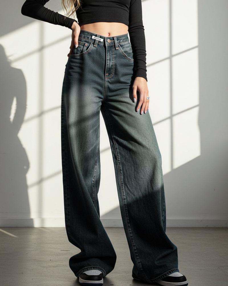 FASHIONABLE RETRO LOOSE HIGH-WAISTED WIDE-LEG PANTS