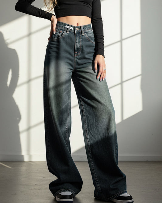 FASHIONABLE RETRO LOOSE HIGH-WAISTED WIDE-LEG PANTS