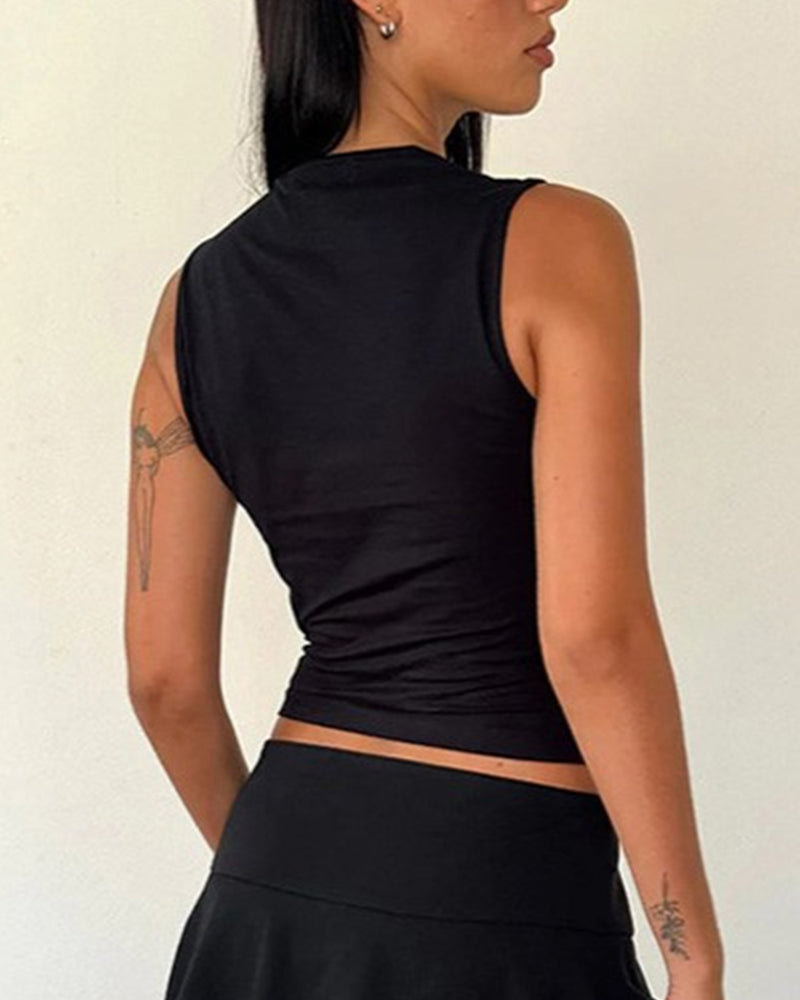 BOW CONTRAST COLOR TANK TOP