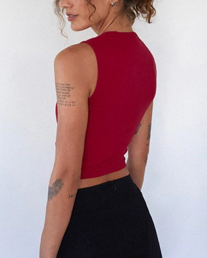BOW CONTRAST COLOR TANK TOP