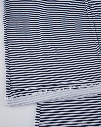 SLOUCHY STRIPED LACE-UP LOW-RISE DRAPED TROUSERS