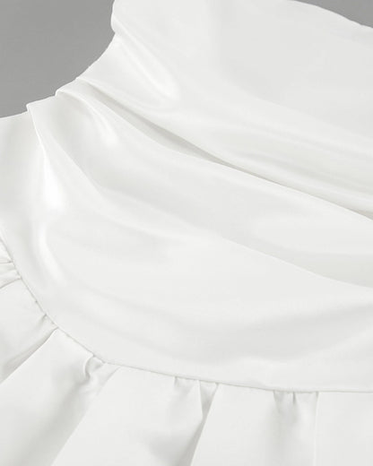 VOGUE PARTY MATTE SATIN BANDEAU BUD DRESS